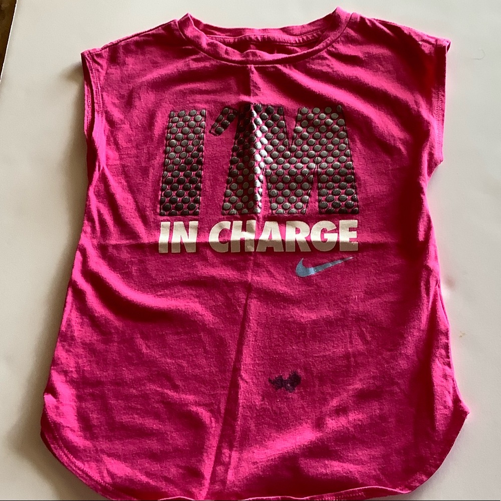 Nike cute “I’m In Charge” shirt with a marker stain